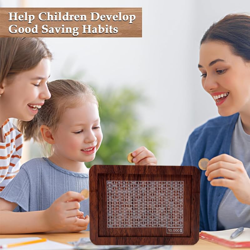 Menlanxan wooden cash saver counting tool tracks deposits for all ages.