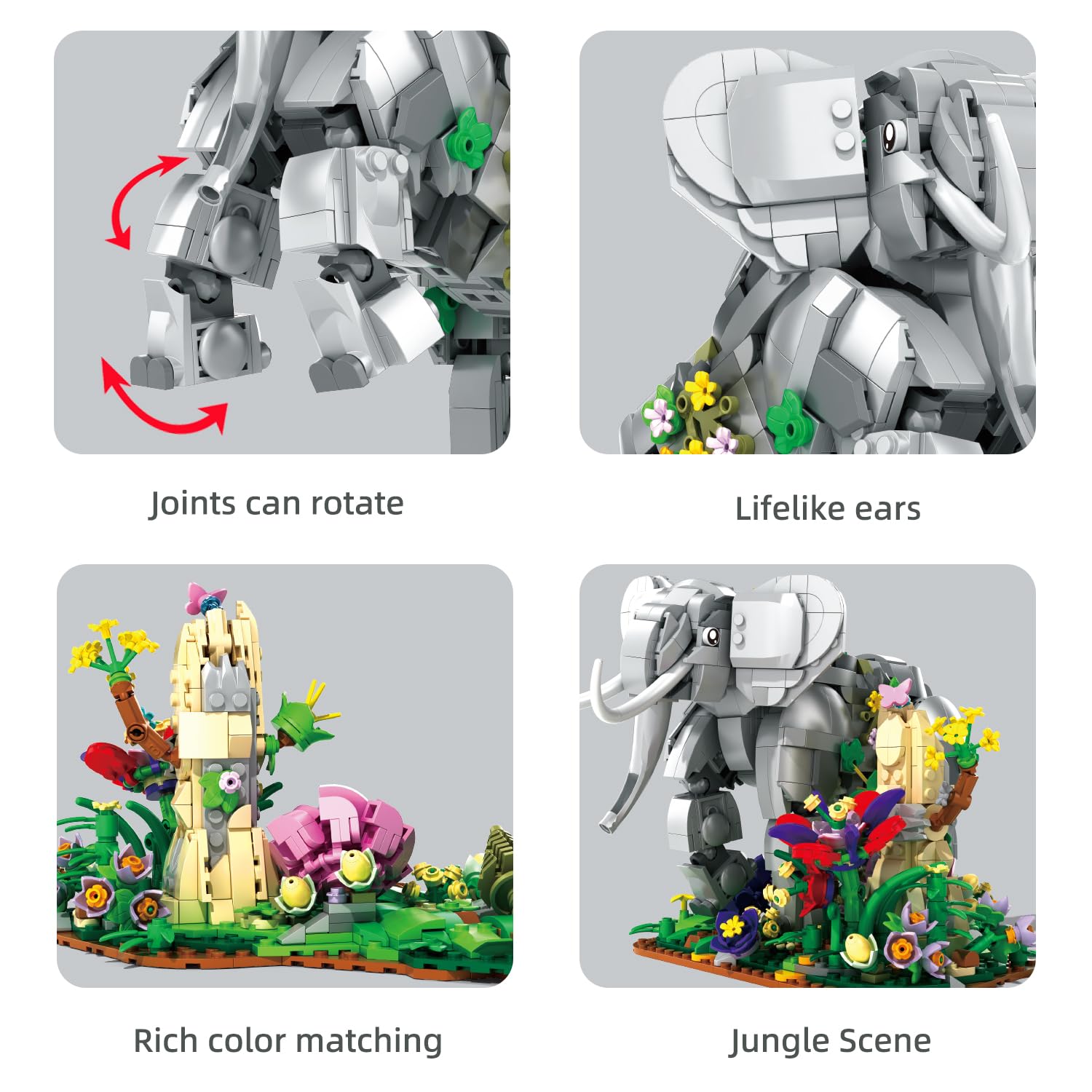 Mentojoy elephant posable model with movable joints for dynamic posing.