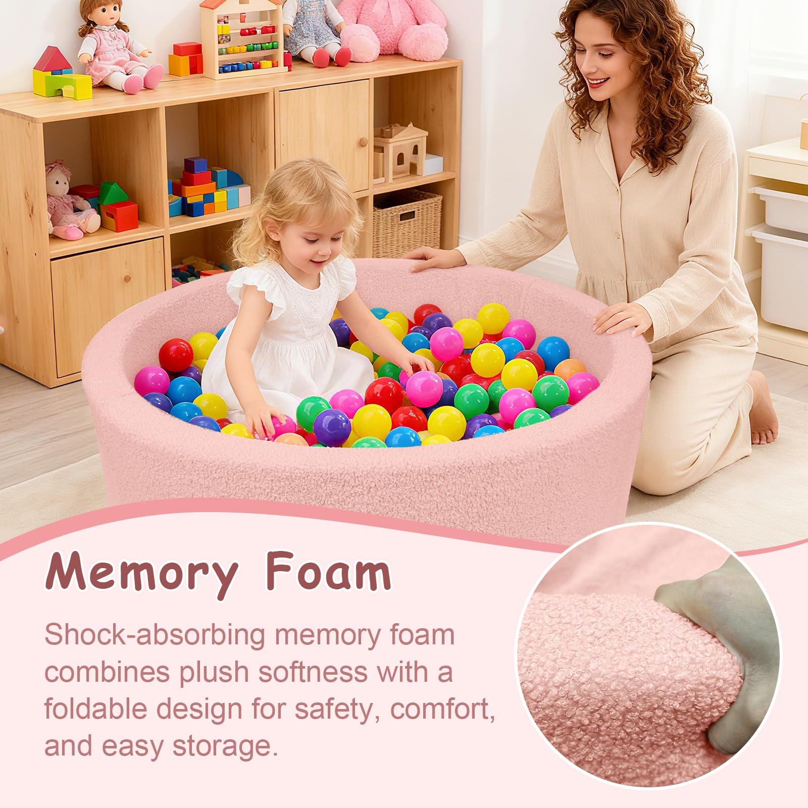 MEOGETY ball pit set in a living room creates a cozy photo prop.