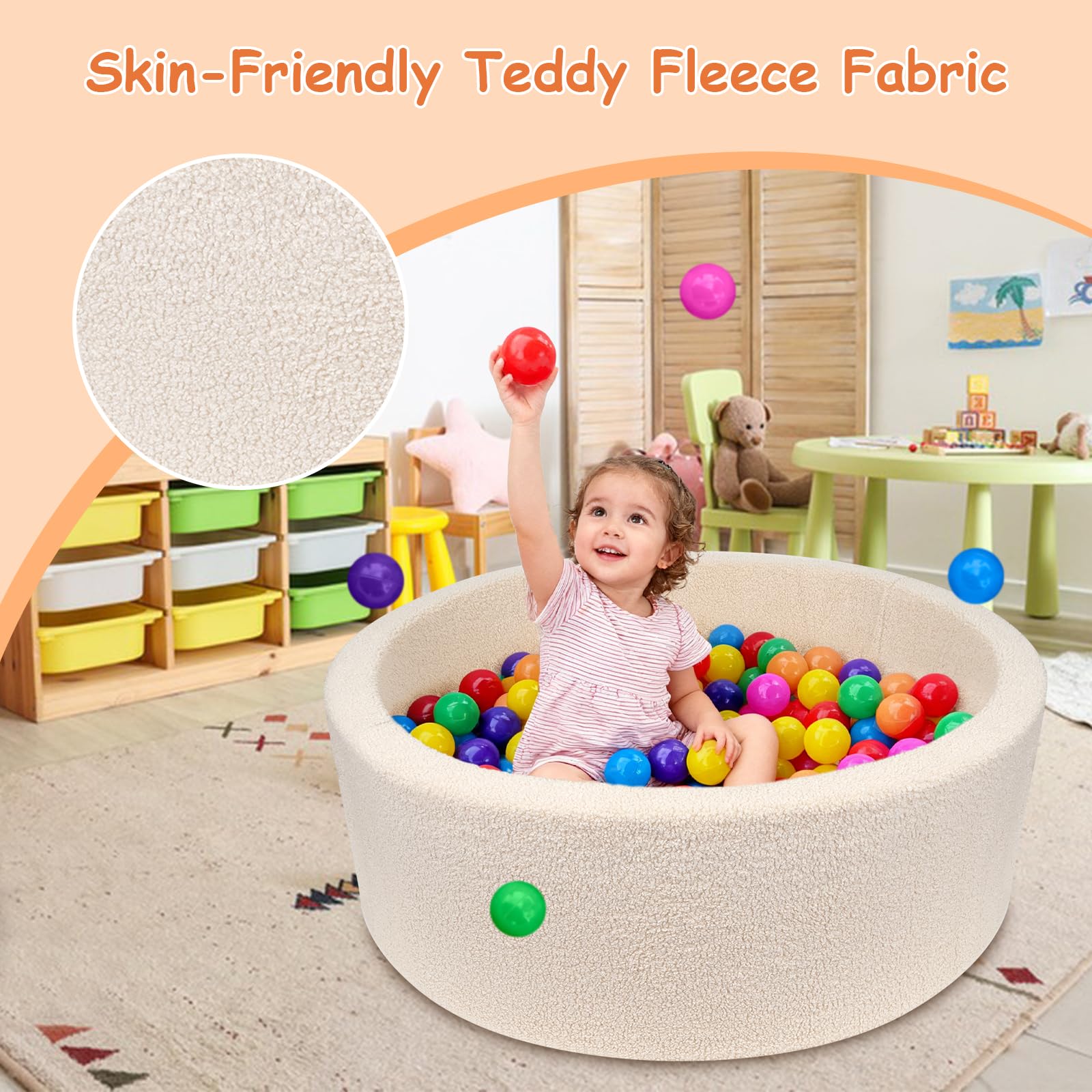 MEOGETY ball pit memory foam base adds gentle support during play.