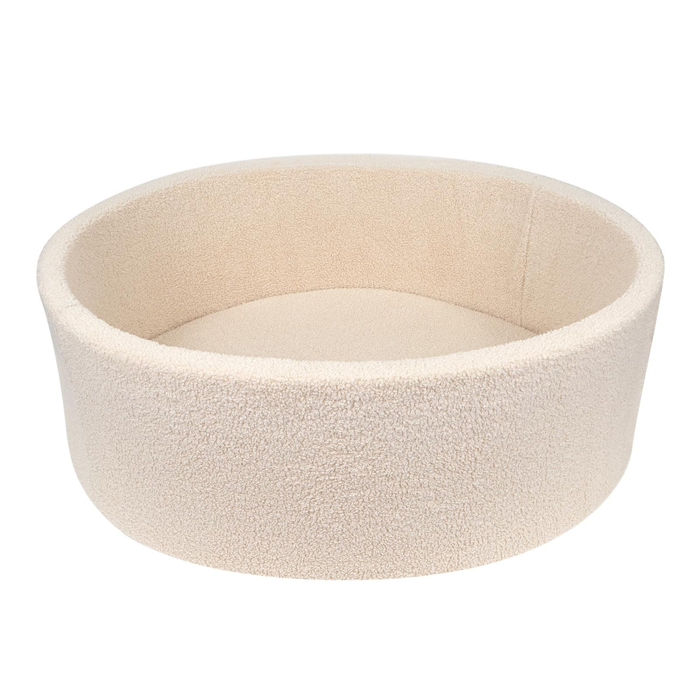 MEOGETY Kids Ball Pit cover closeup reveals teddy fleece softness for gentle baby play.