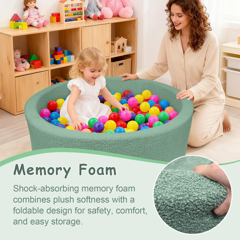 MEOGETY ball pit dimensions shown to fit compact living spaces.