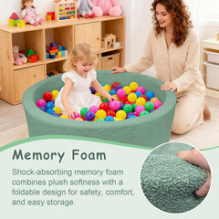 MEOGETY ball pit dimensions shown to fit compact living spaces.