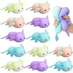 Meooeck axolotl stress ball in colorful packaging, perfect for party favors.