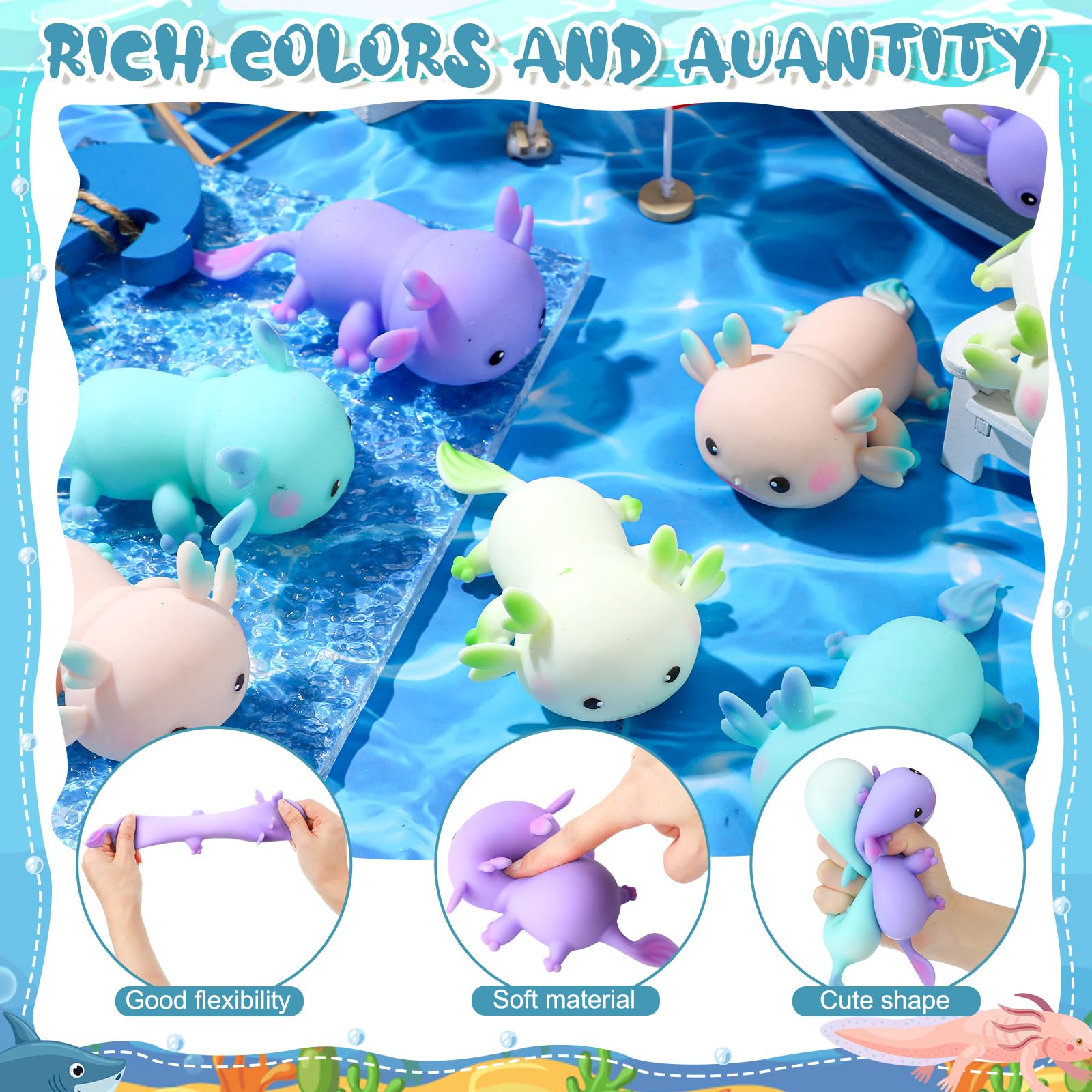 Meooeck axolotl stress ball on office desk for focus and relaxation.