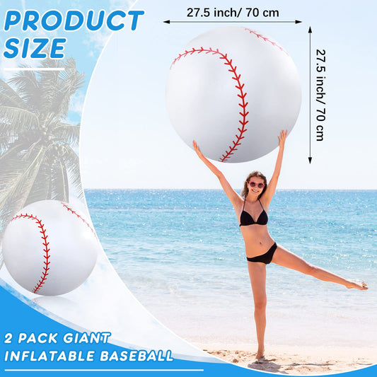 Meooeck inflatable baseball used as colorful party decor and poolside game backdrop