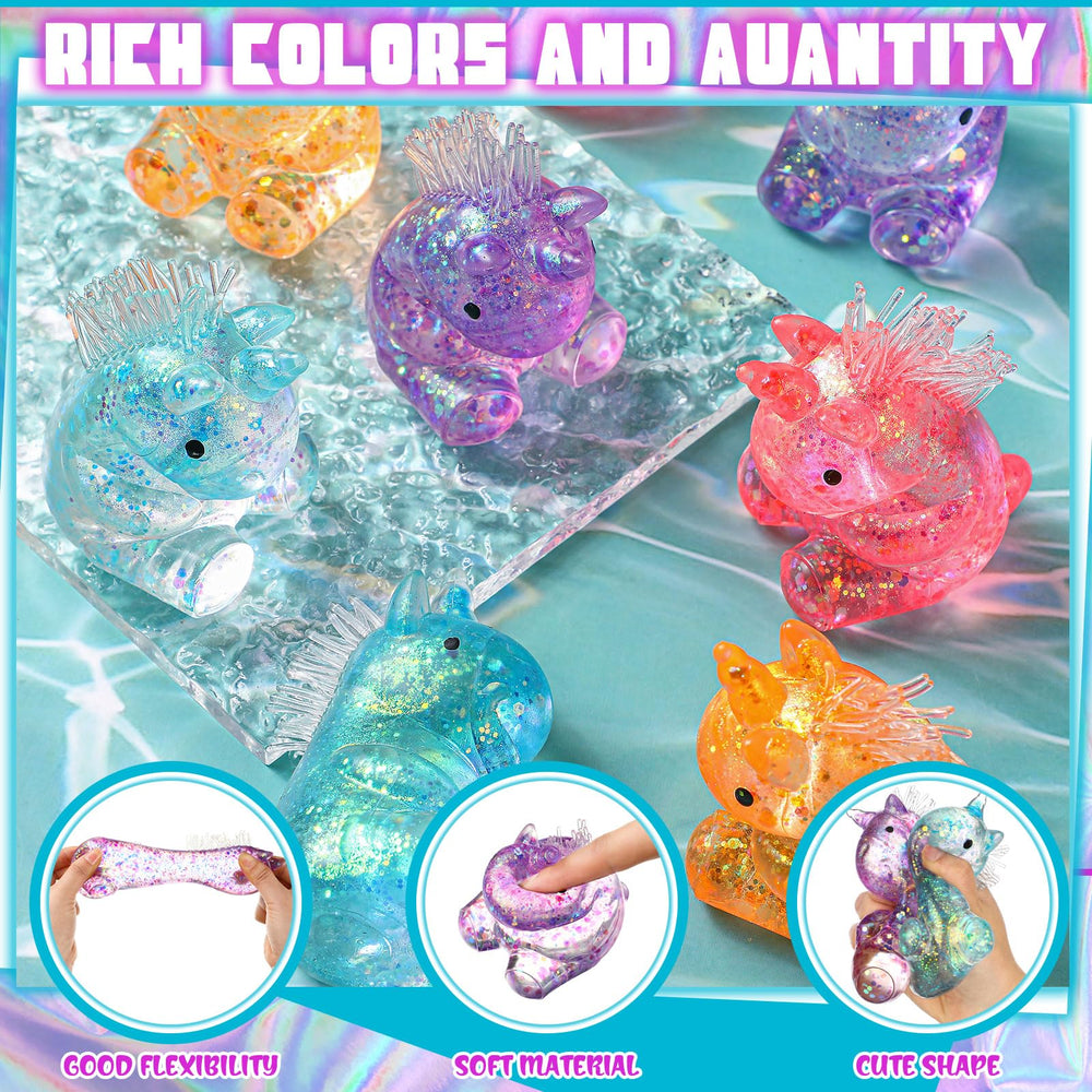 Unicorn mini stress balls for portable calm during work.