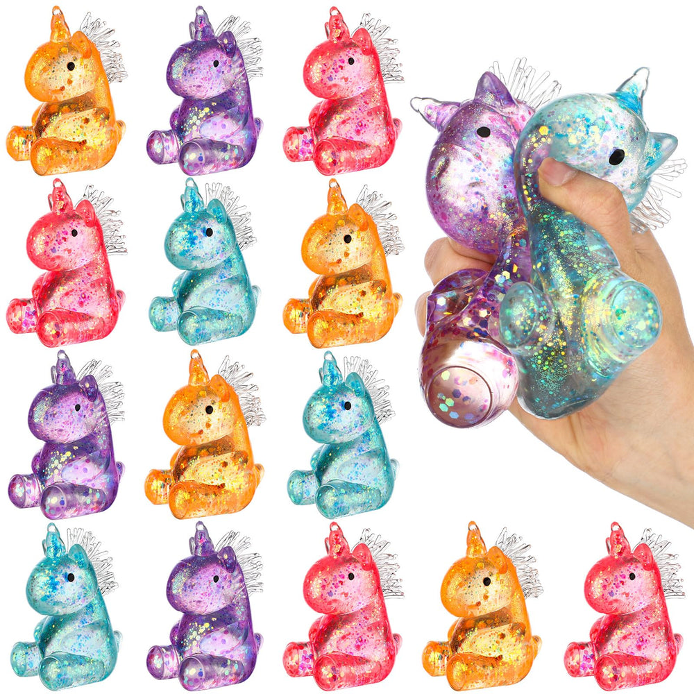 Meooeck unicorn stress relief toy set in 12 colors for party favors.