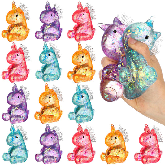 Meooeck unicorn stress relief toy set in 12 colors for party favors.