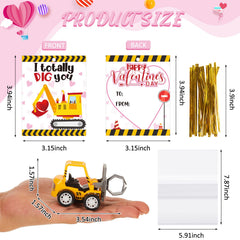 Meooeck Valentine cards with construction vehicle patterns for classroom gifting