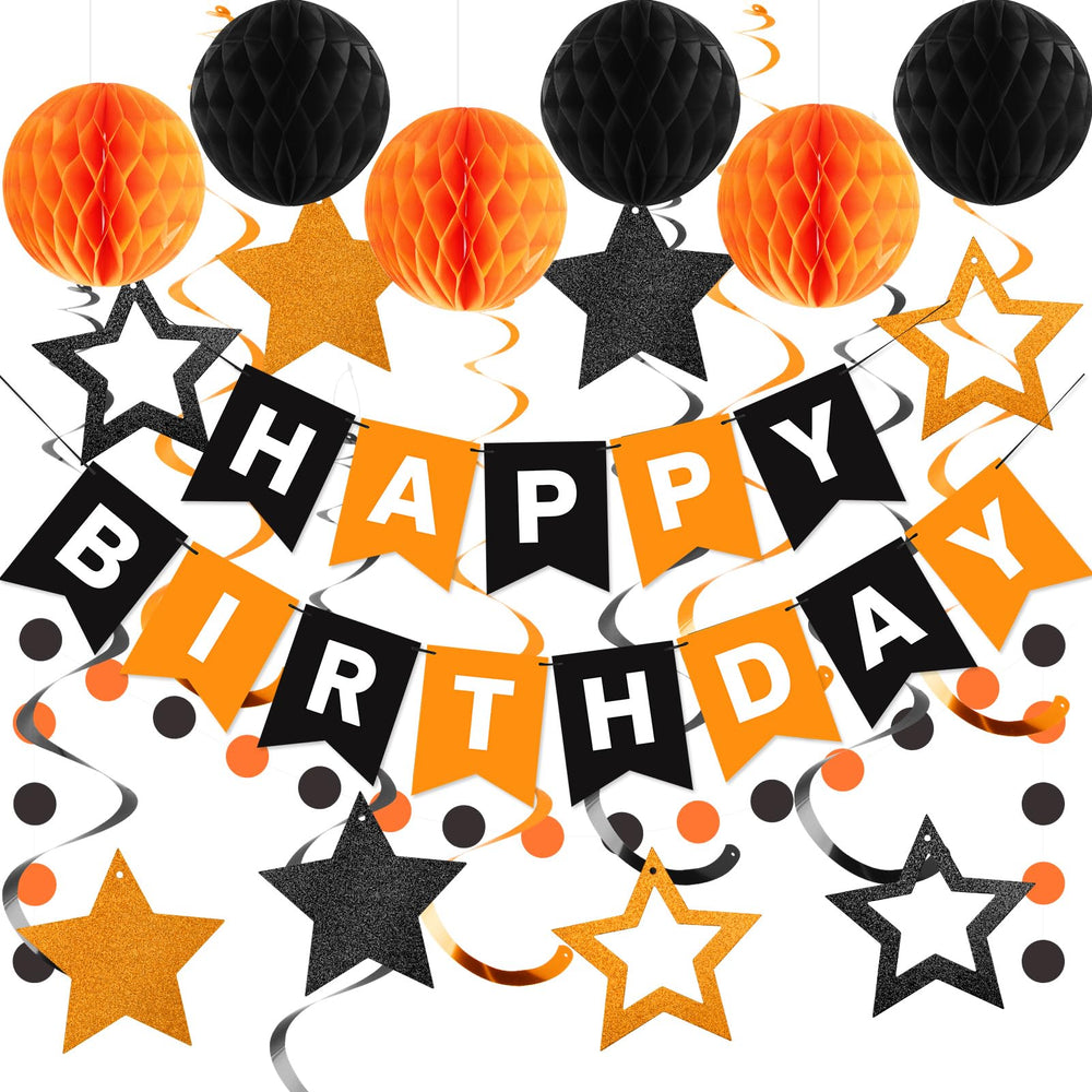 Meowtastic birthday banner with bold black and orange colors for a festive setup