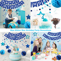Meowtastic blue stars swirl streamer creates dynamic party movement