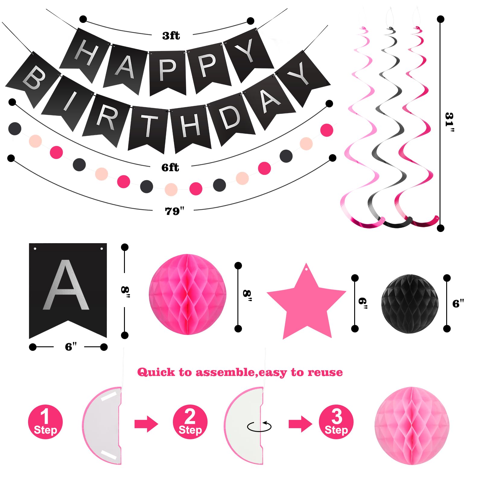 Meowtastic black pink theme decor ready for easy party styling.