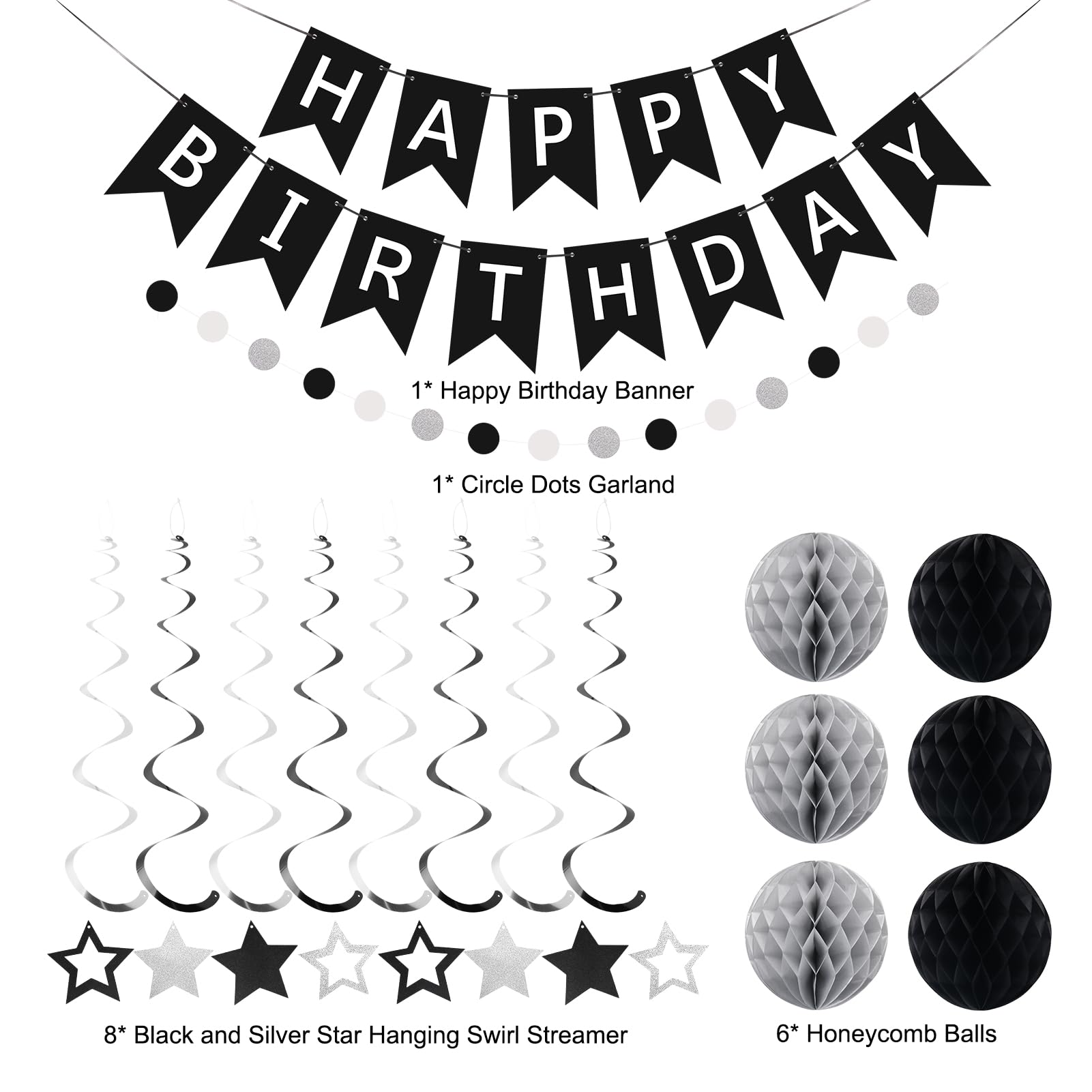 Meowtastic black and silver color scheme enhances party vibe