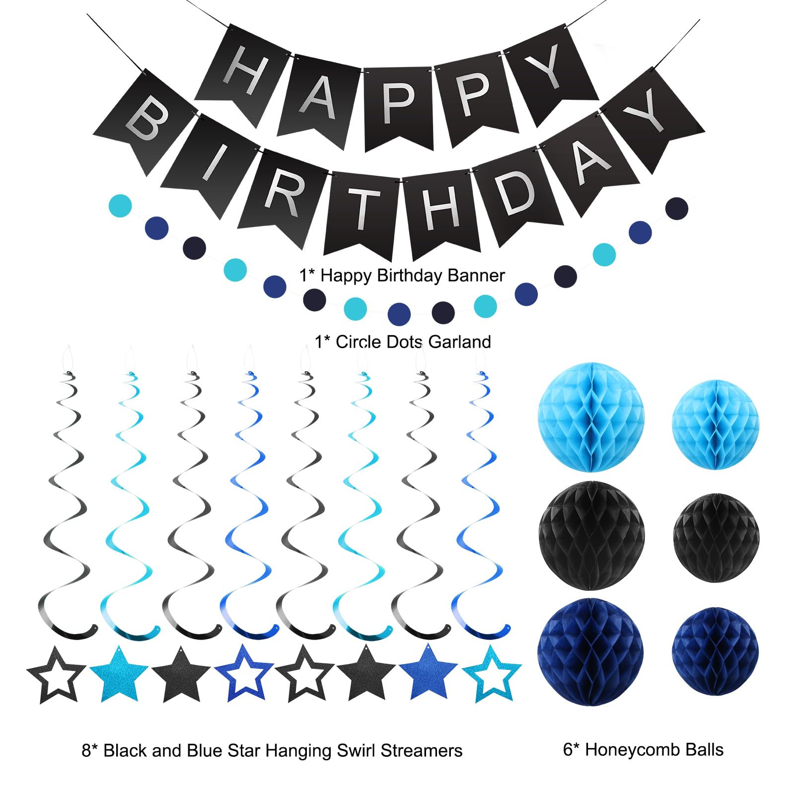 Meowtastic colorful birthday display in black and blue theme