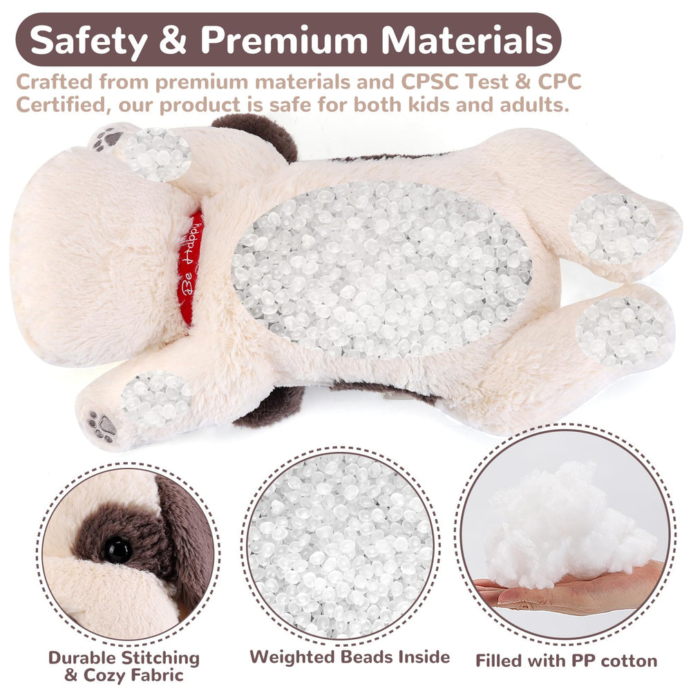 22-inch Meowtastic weighted dog plush ready for naps and hugging.