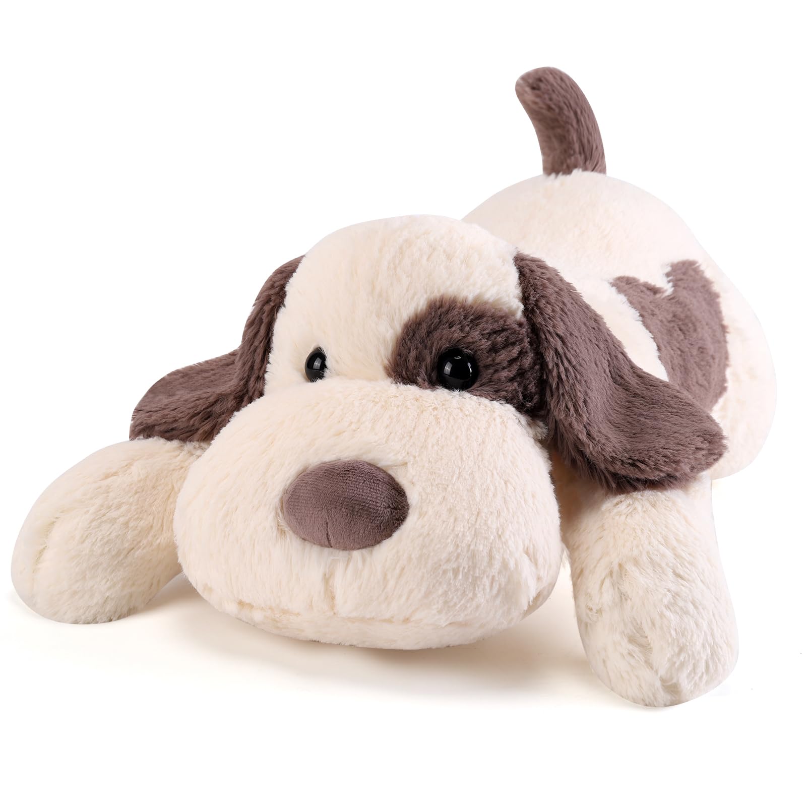 Meowtastic grey-white dog weighted stuffed animal face provides comforting snuggle and friendly companion.