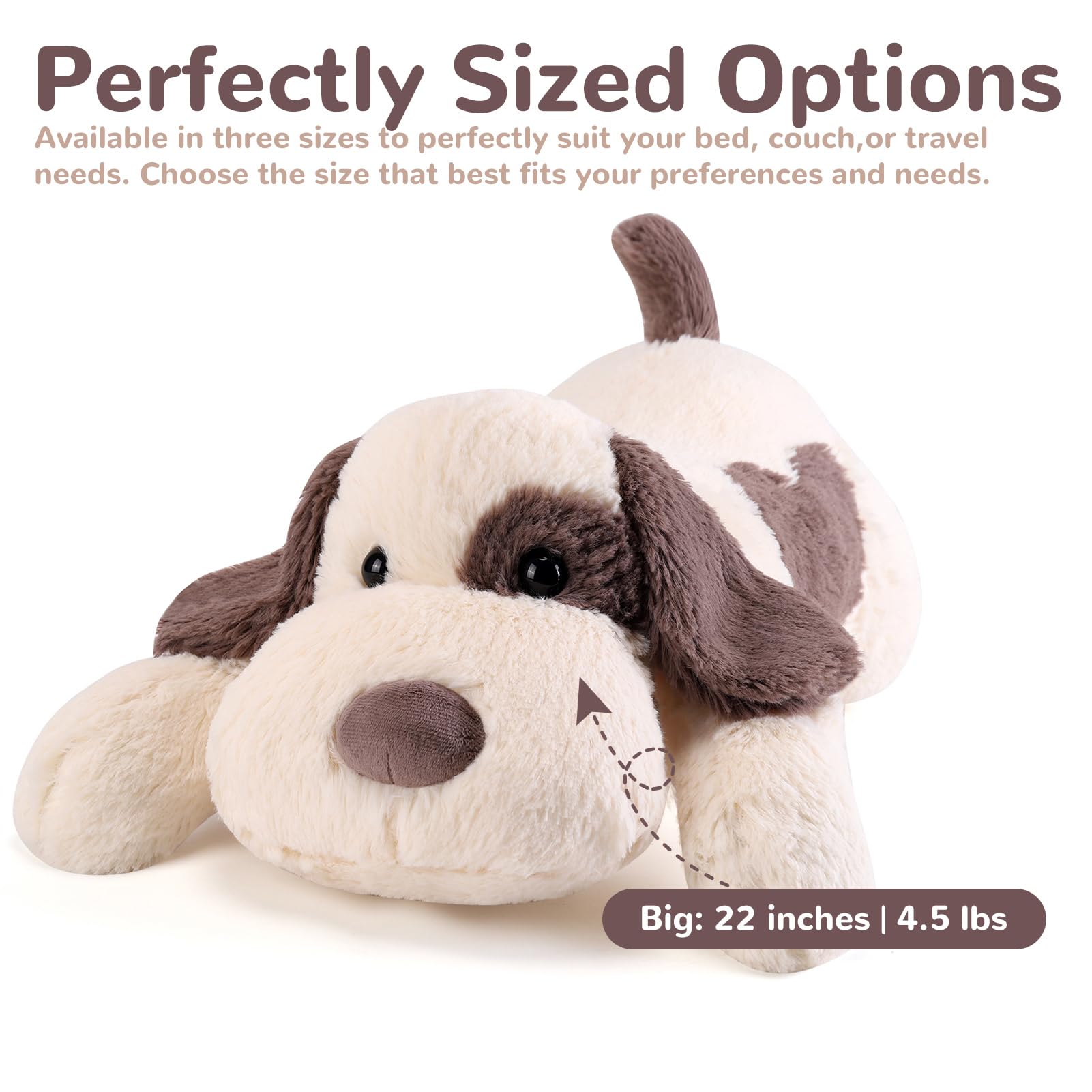 Meowtastic grey-white dog weighted stuffed animal sleep-setup shows ideal resting partner with gentle weight.