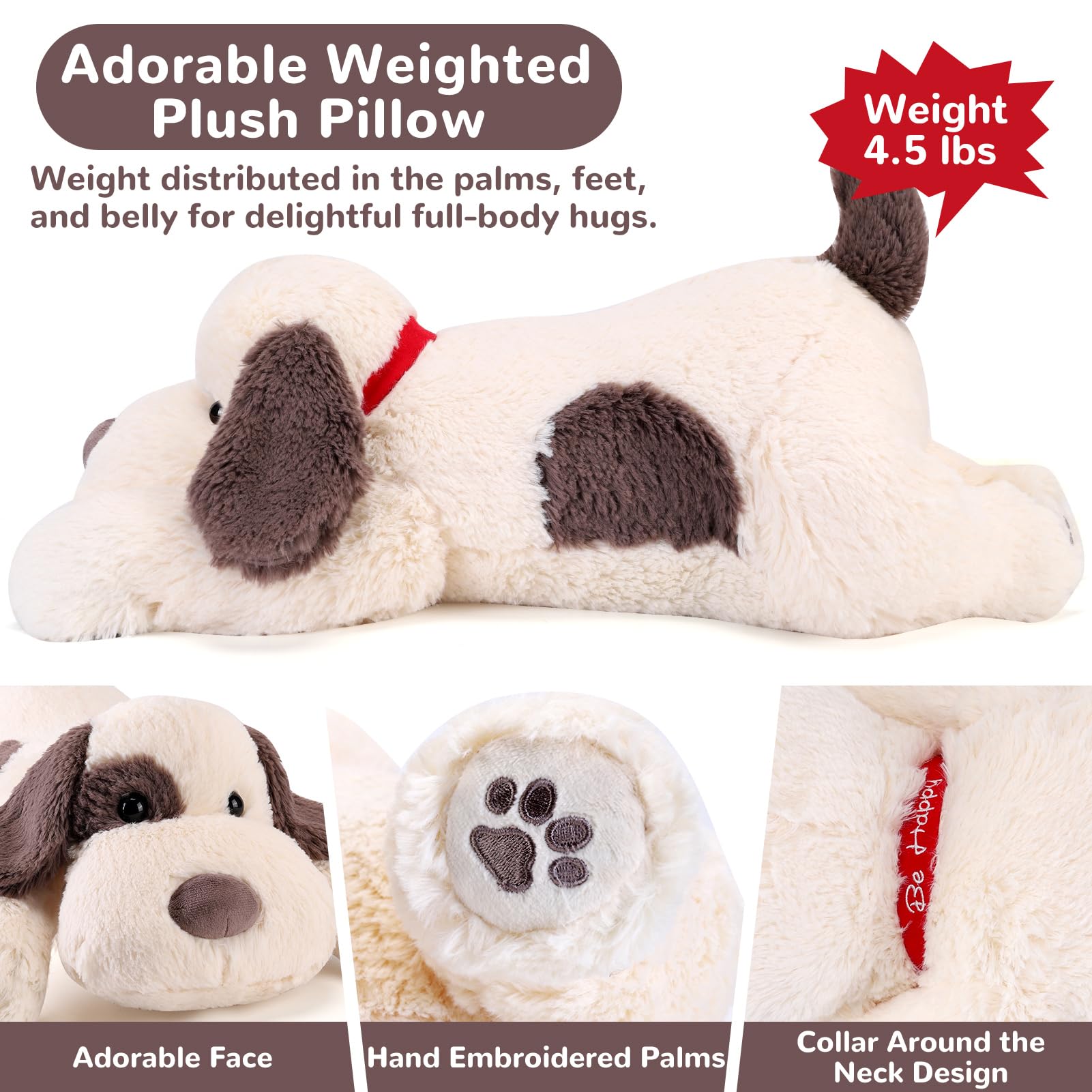 Meowtastic grey-white dog weighted stuffed animal fur close-up emphasizes soft texture for cozy hugs.