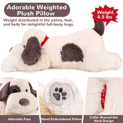 Meowtastic grey-white dog weighted stuffed animal fur close-up emphasizes soft texture for cozy hugs.