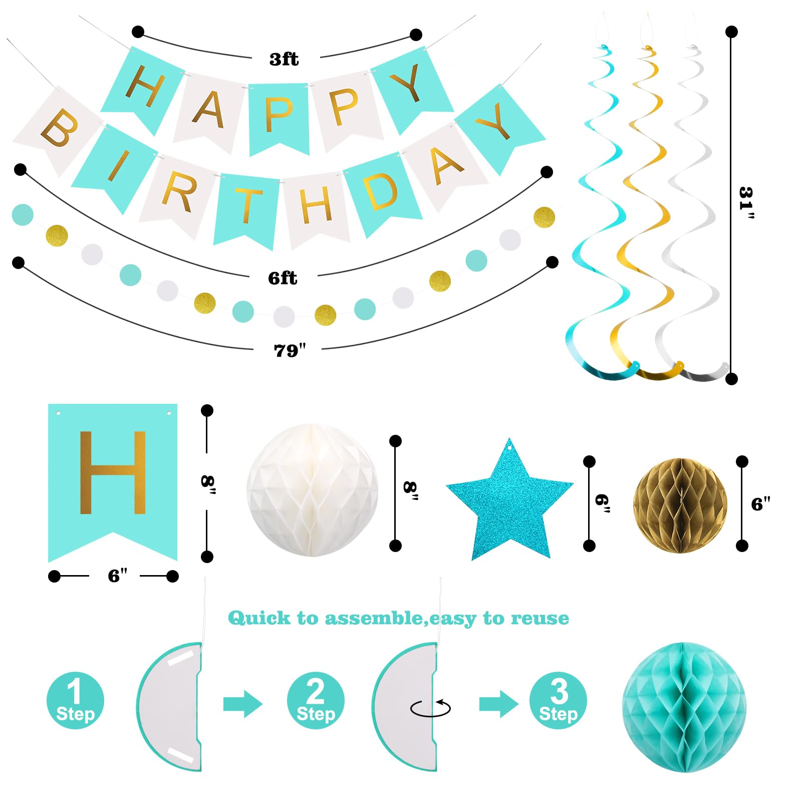 Meowtastic party decoration set demonstrates a cohesive mint-themed vibe.