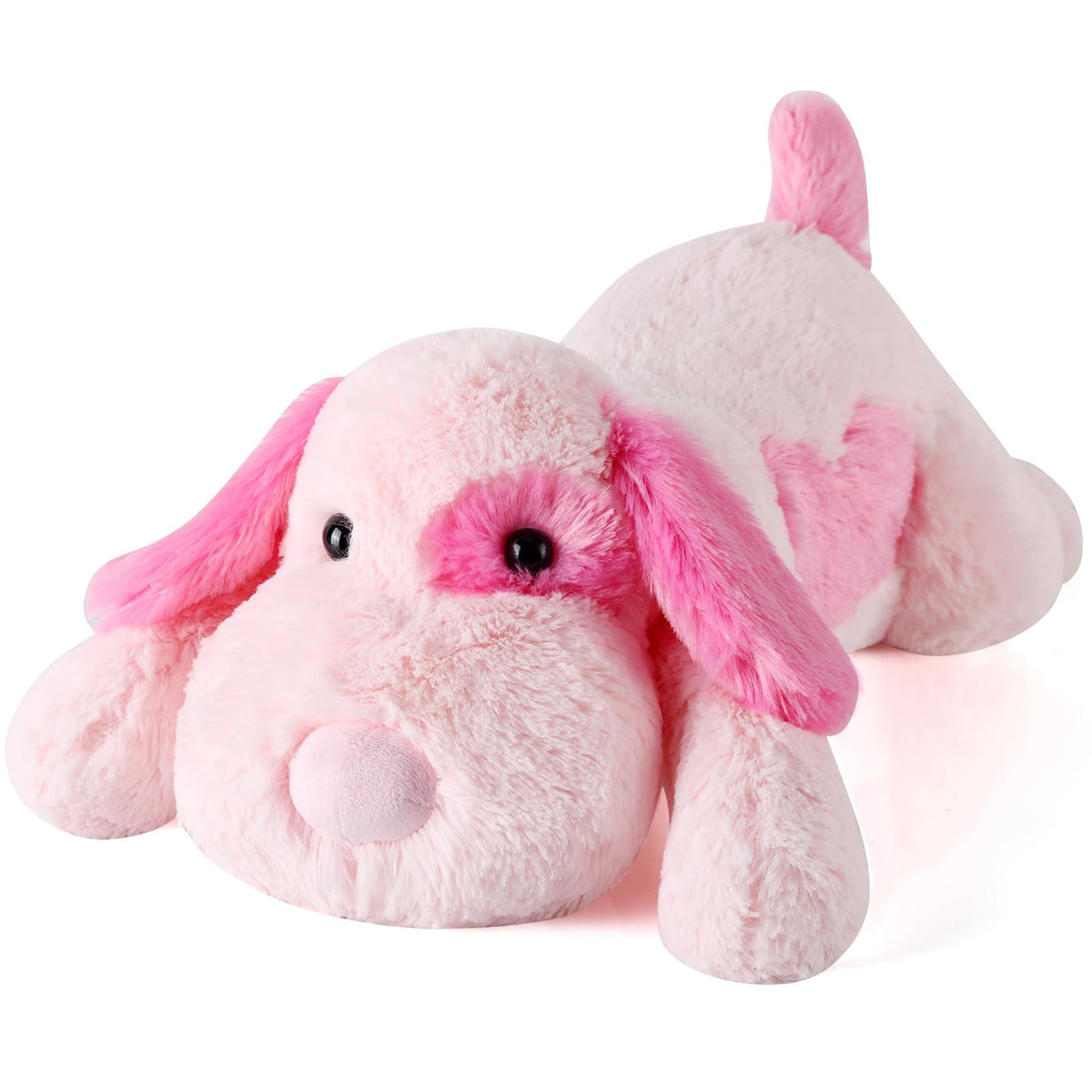 Meowtastic pink dog weighted stuffed animal front view for comforting presence