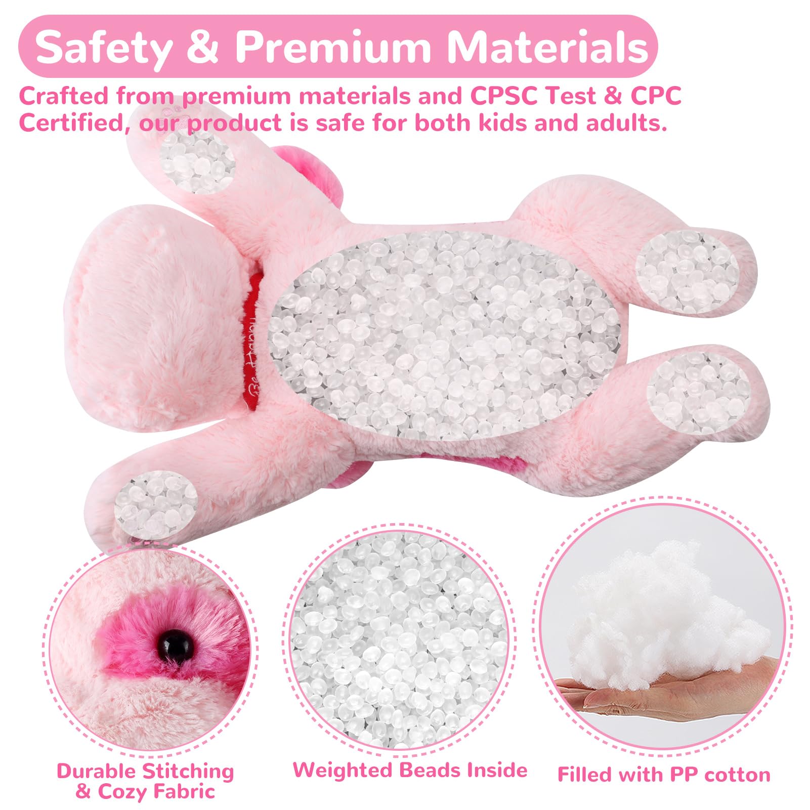 Meowtastic pink dog weighted stuffed animal with blanket emphasizes cozy comfort during downtime