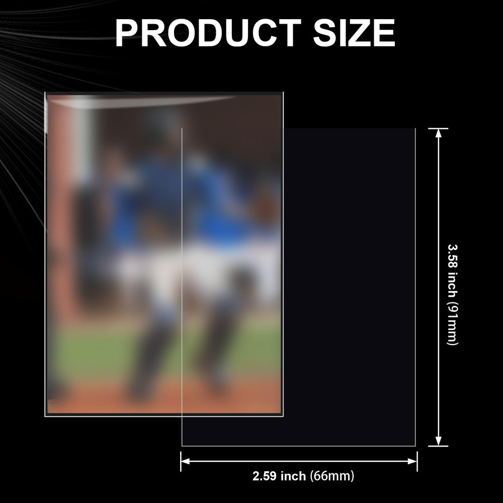 MEQHUO 66x91mm clear sleeves show card details with waterproof, dustproof protection.