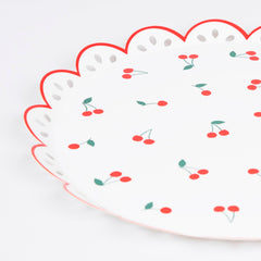 Meri Meri eyelet embroidery feel plates add retro charm to any cherry-themed decor