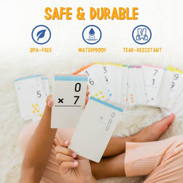 Classroom scene with Merka Math Flash Cards ready for group activities.