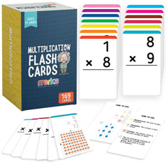 Merka Math Flash Cards deck front, vibrant design for engaging multiplication practice.