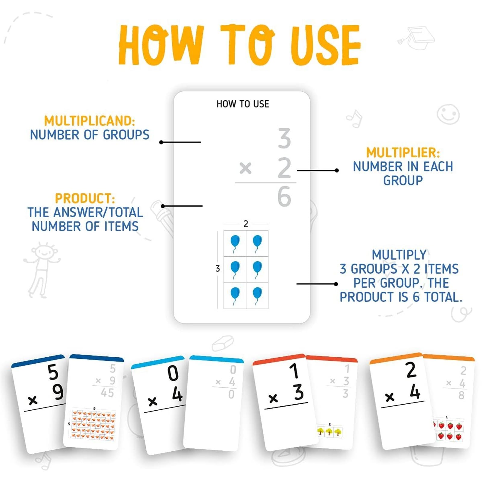 Child using Merka Math Flash Cards for hands-on multiplication learning.