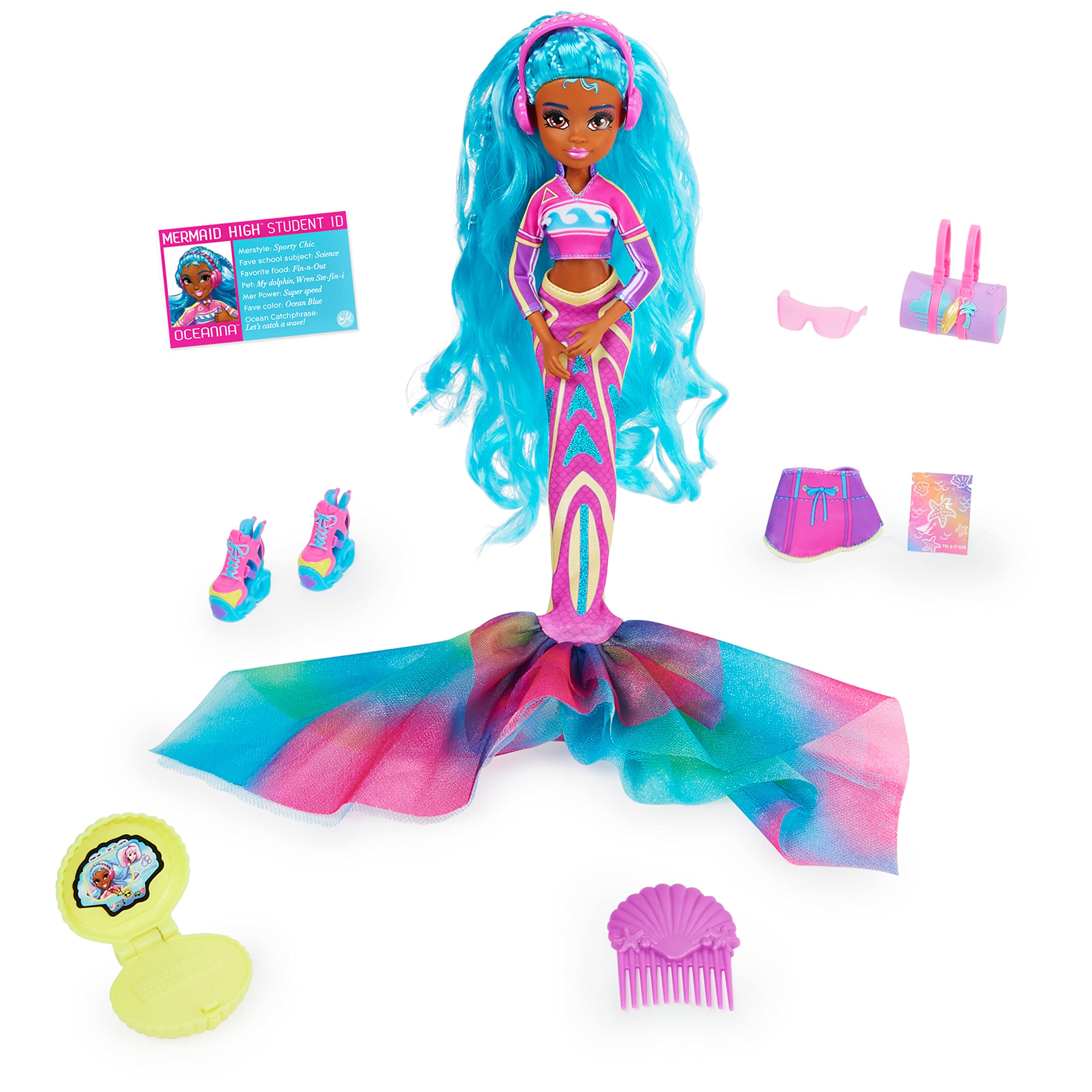 MERMAID HIGH Oceanna deluxe doll with removable tail for versatile 2-in-1 play.