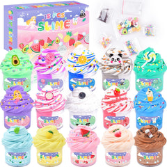 MermaidSlime 15-pack butter slime with fruit charms for vibrant, hands-on play.