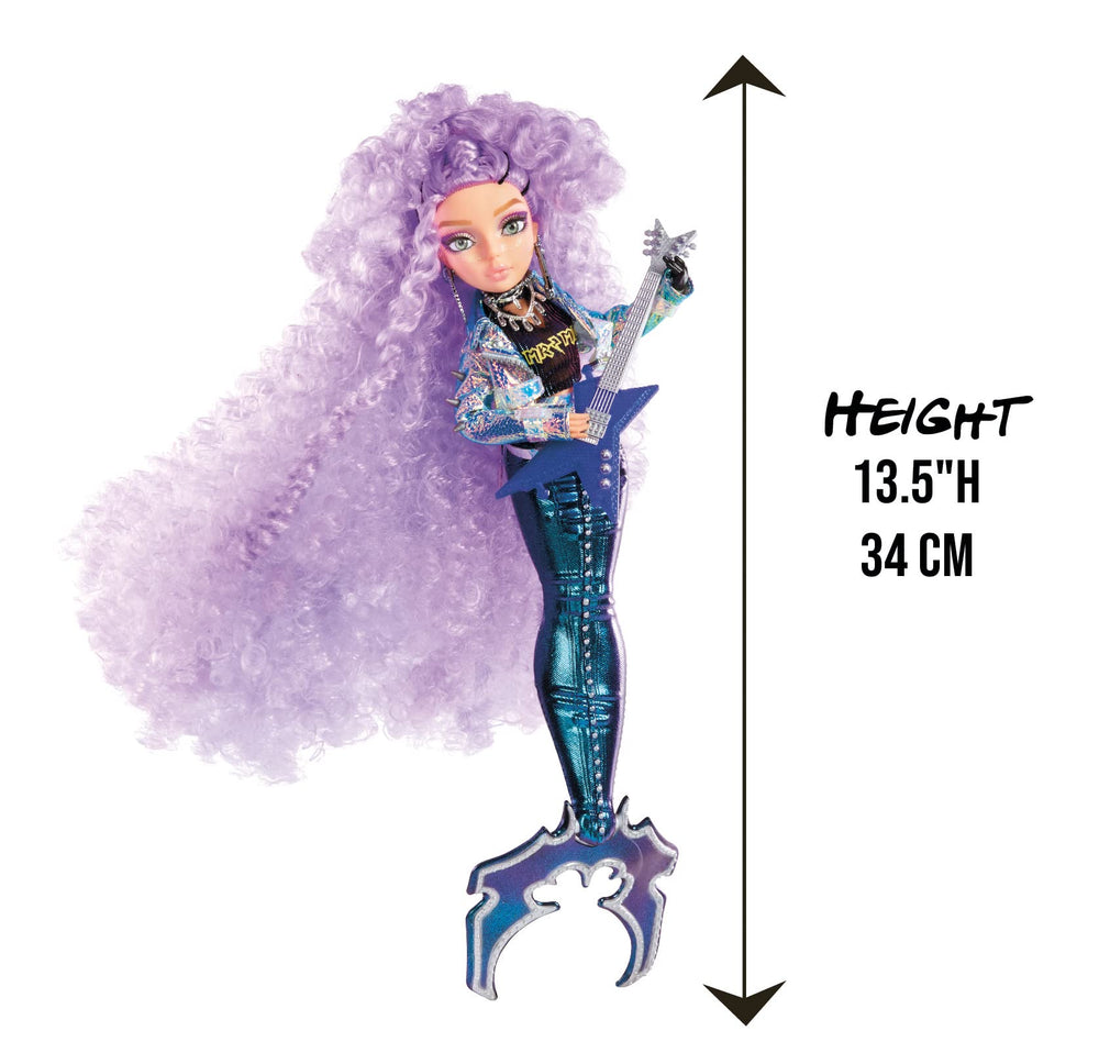 MERMAZE MERMAIDZ Riviera curly purple hair and eye detail for expressive posing.