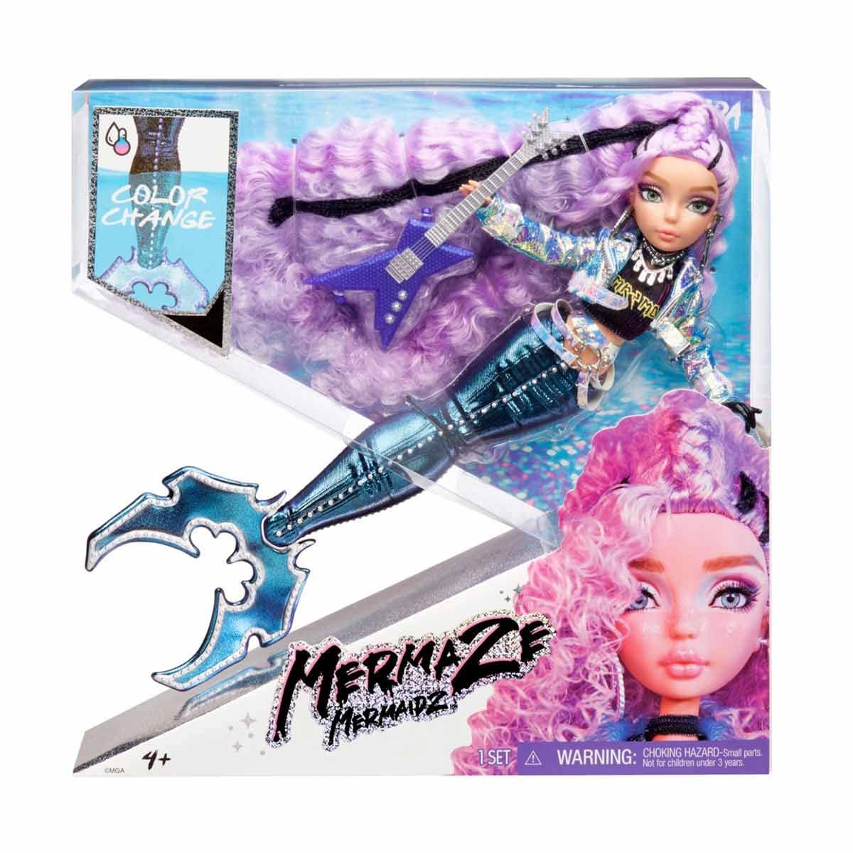 MERMAZE MERMAIDZ Riviera purple guitar supports musical pretend play.