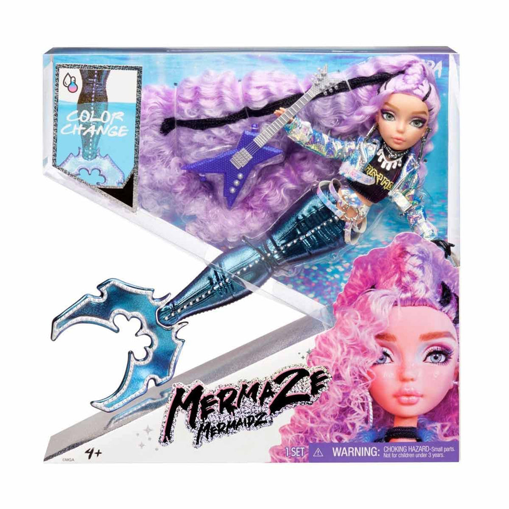 MERMAZE MERMAIDZ Riviera purple guitar supports musical pretend play.