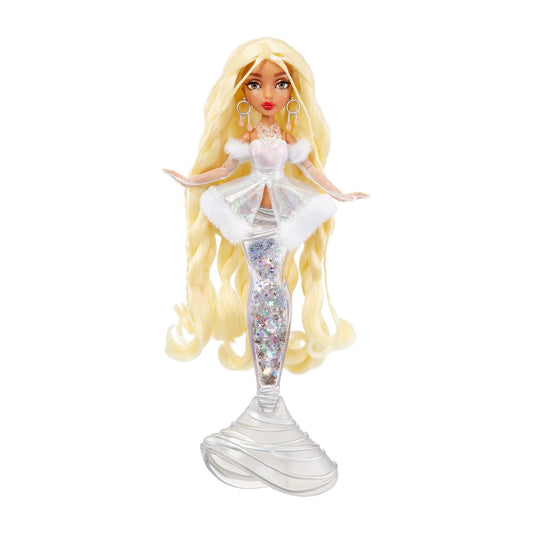 MERMAZE MERMAIDZ Gwen glitter-tail in Winter Waves adds sparkle for imaginative play.