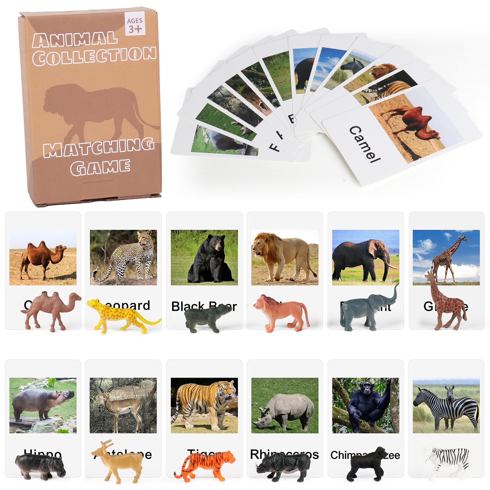 MEROCO Zoo Safari matching cards set supports early vocabulary development through visual word matching