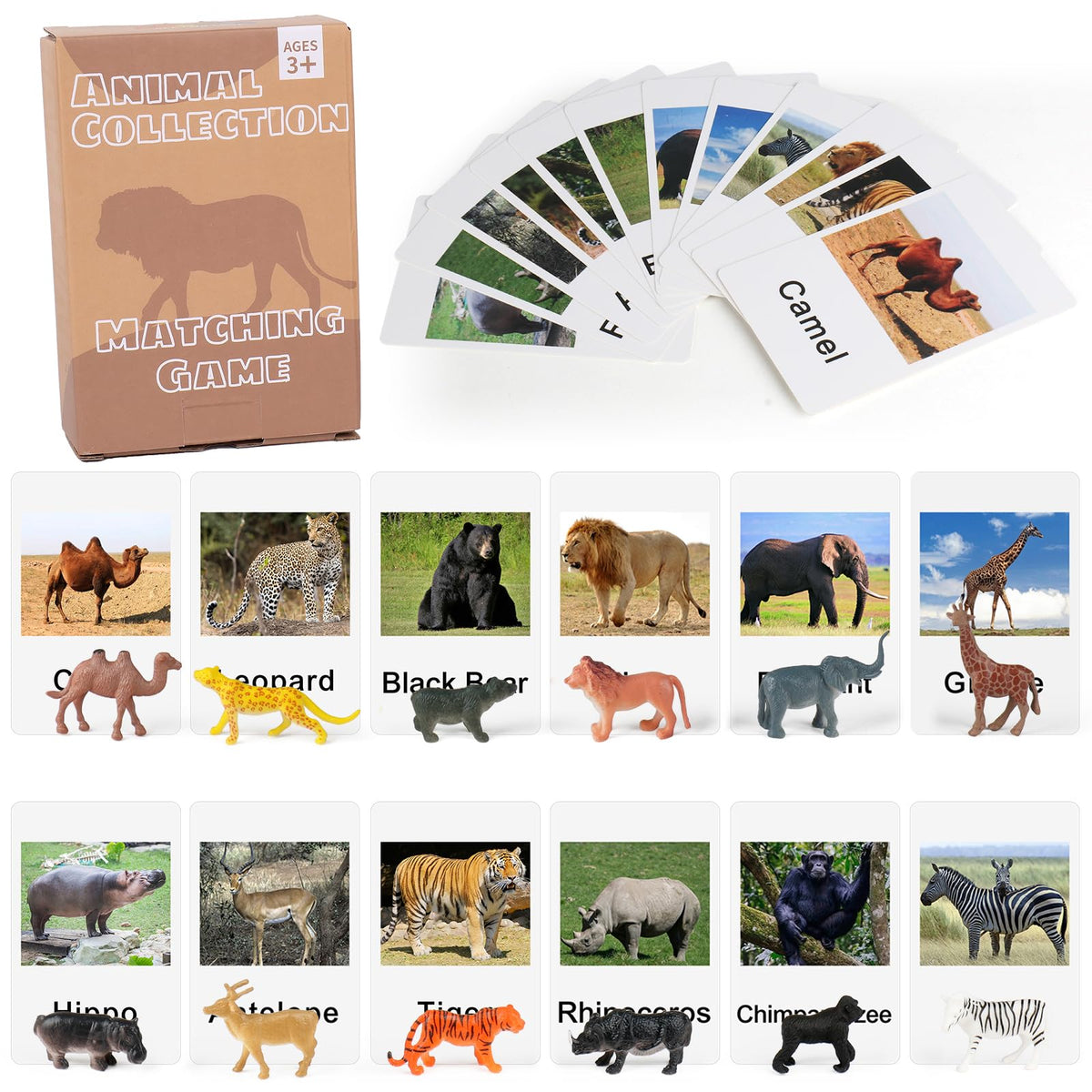 MEROCO Zoo Safari matching cards set supports early vocabulary development through visual word matching