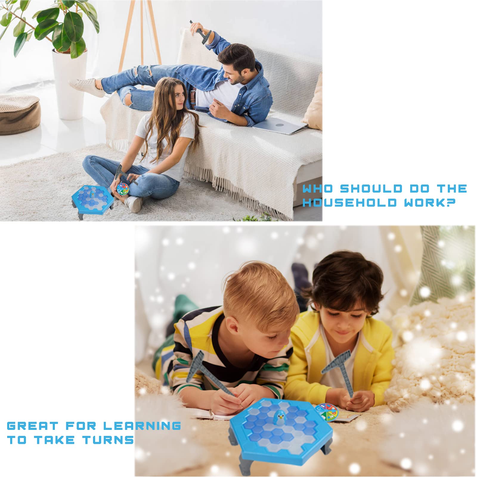 Meroqeel Save Penguin Break Ice: ice-cubes assembly in action promotes patience and fine motor skills.
