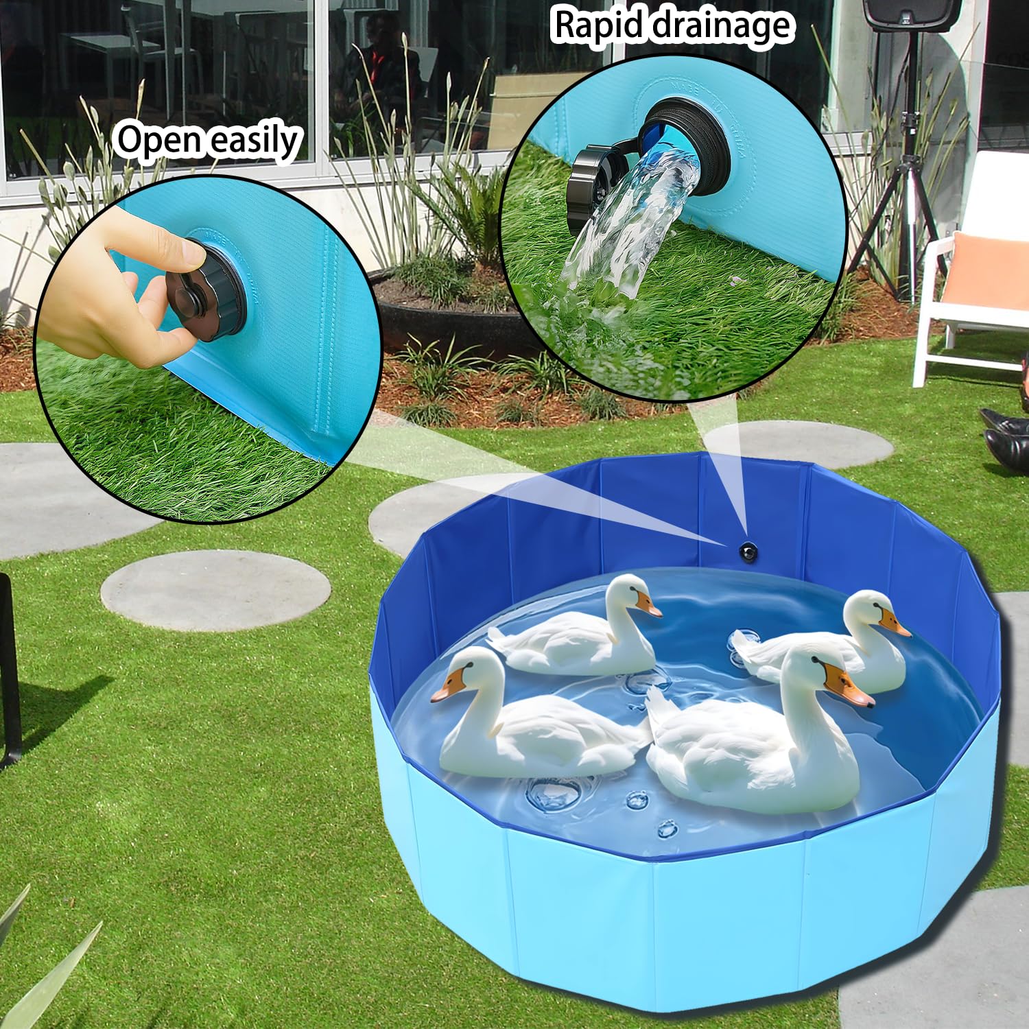 Merrisport blue hard plastic foldable pond ideal for indoor outdoor use
