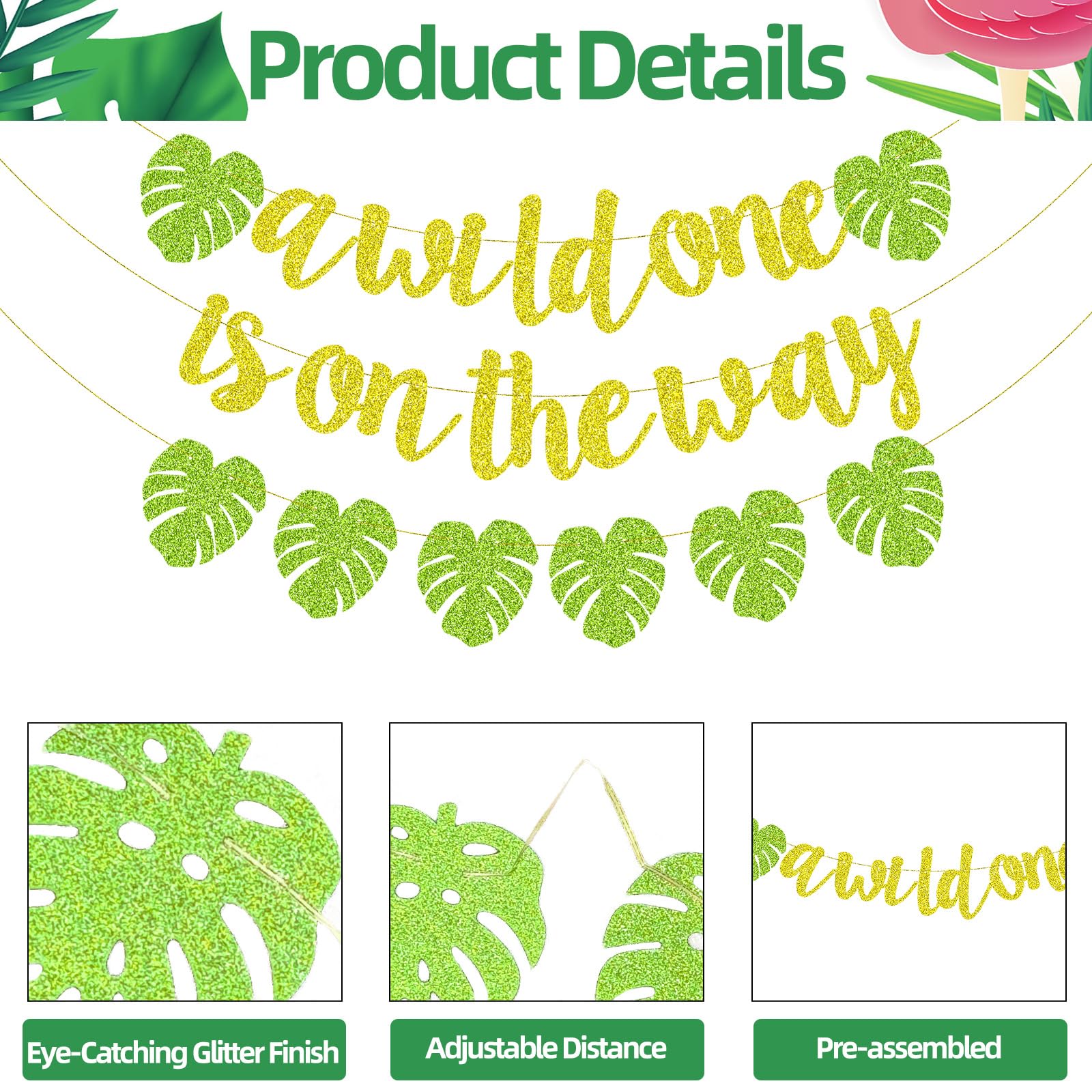 Merriva tropical leaves garland adds lush jungle flair to any backdrop.