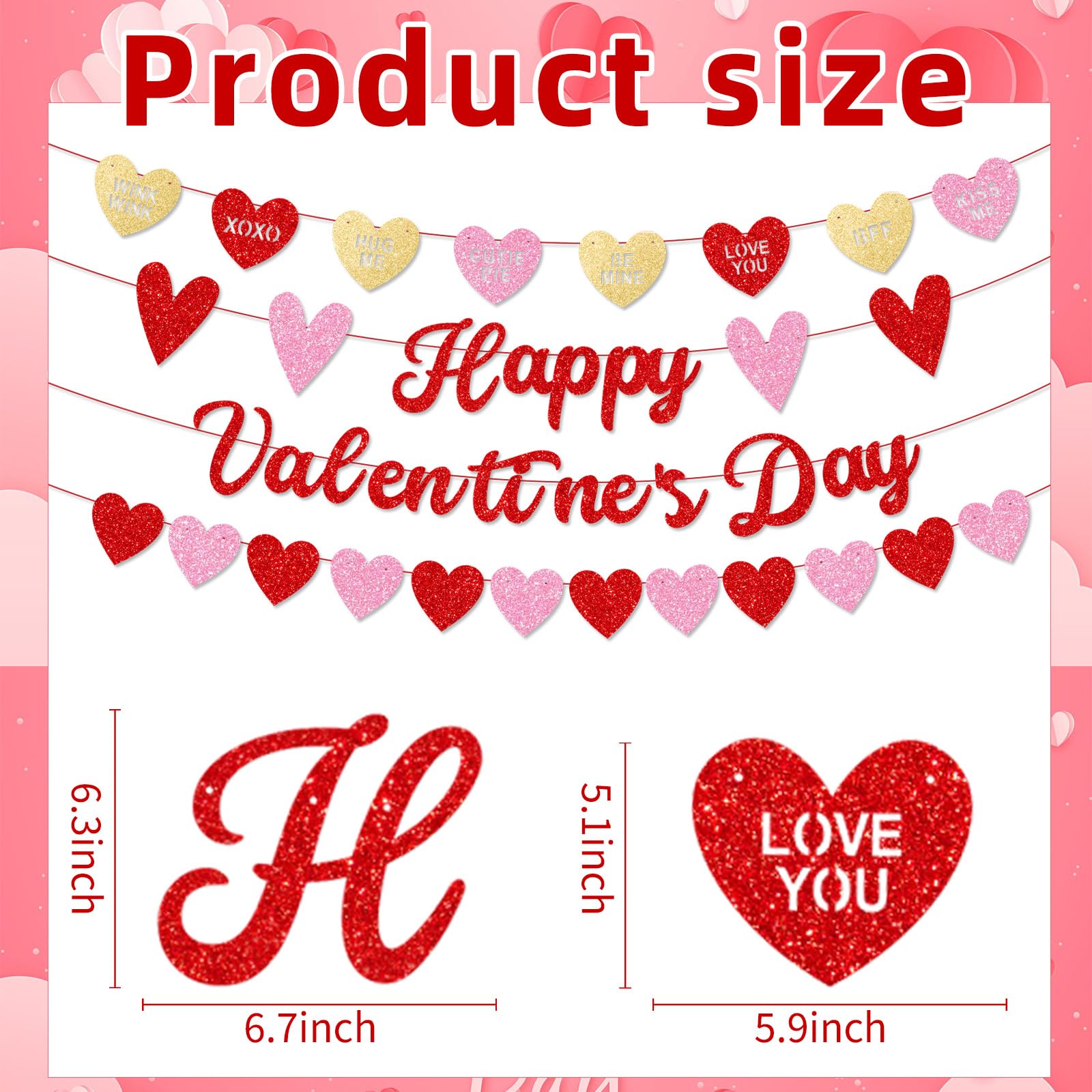 Merriva Valentines Heart Garland adds romantic accents for walls and mantels.