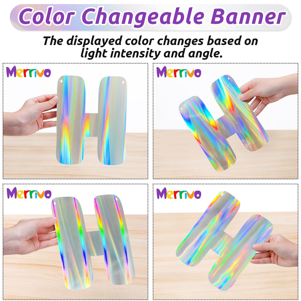 Merrivo Holographic banner shine catches light for stunning decor.