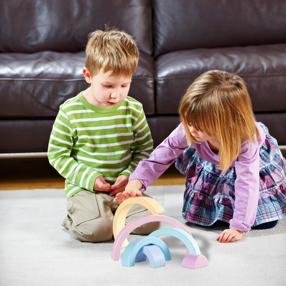 MERRYHEART 6-piece set offers open-ended stacking and early learning opportunities.
