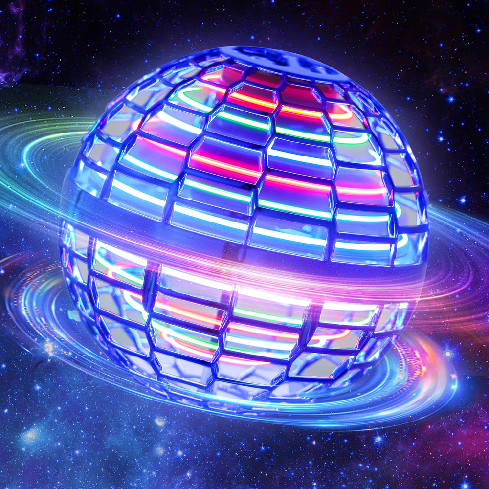 MERRYHOME Flying Orb Ball in action showing 360-degree rotation for indoor play