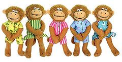 MerryMakers Five Little Monkeys puppets set, front view, ideal for storytelling and imaginative play.