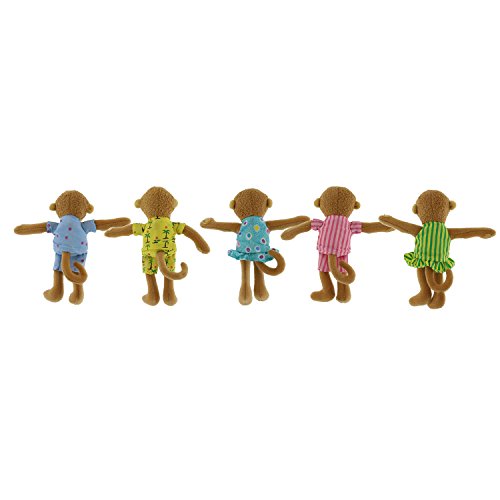 MerryMakers Five Little Monkeys puppets, side view, easy slip-on play for small hands.