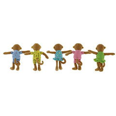 MerryMakers Five Little Monkeys puppets, side view, easy slip-on play for small hands.
